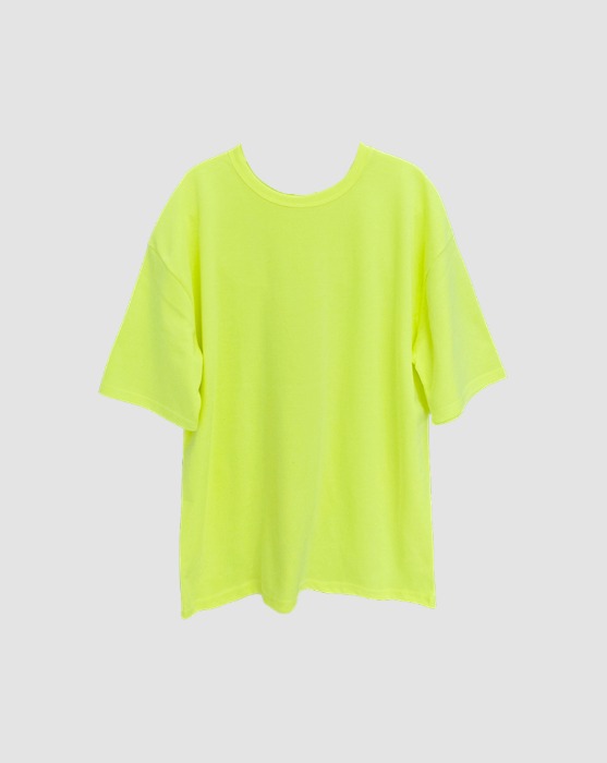네온 형광 라운드 루즈핏 반팔 티셔츠